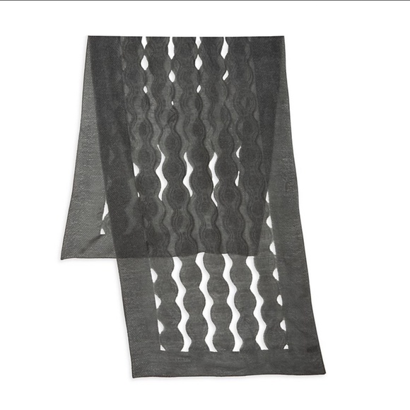 SAACHI Charcoal Gray Wave Pattern Acrylic, Polyester, and Wool Blend Scarf - Picture 6 of 12